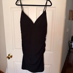 Emerald Sundae little black mini dress with rouching on sides